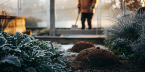 Using the best gopher trap setter to place a gopher trap near a gopher mound.