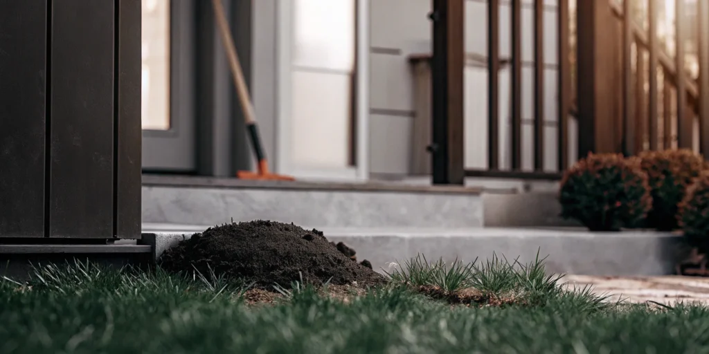 A fresh molehill in a lawn, a sign it's time to learn the best way to catch a mole.