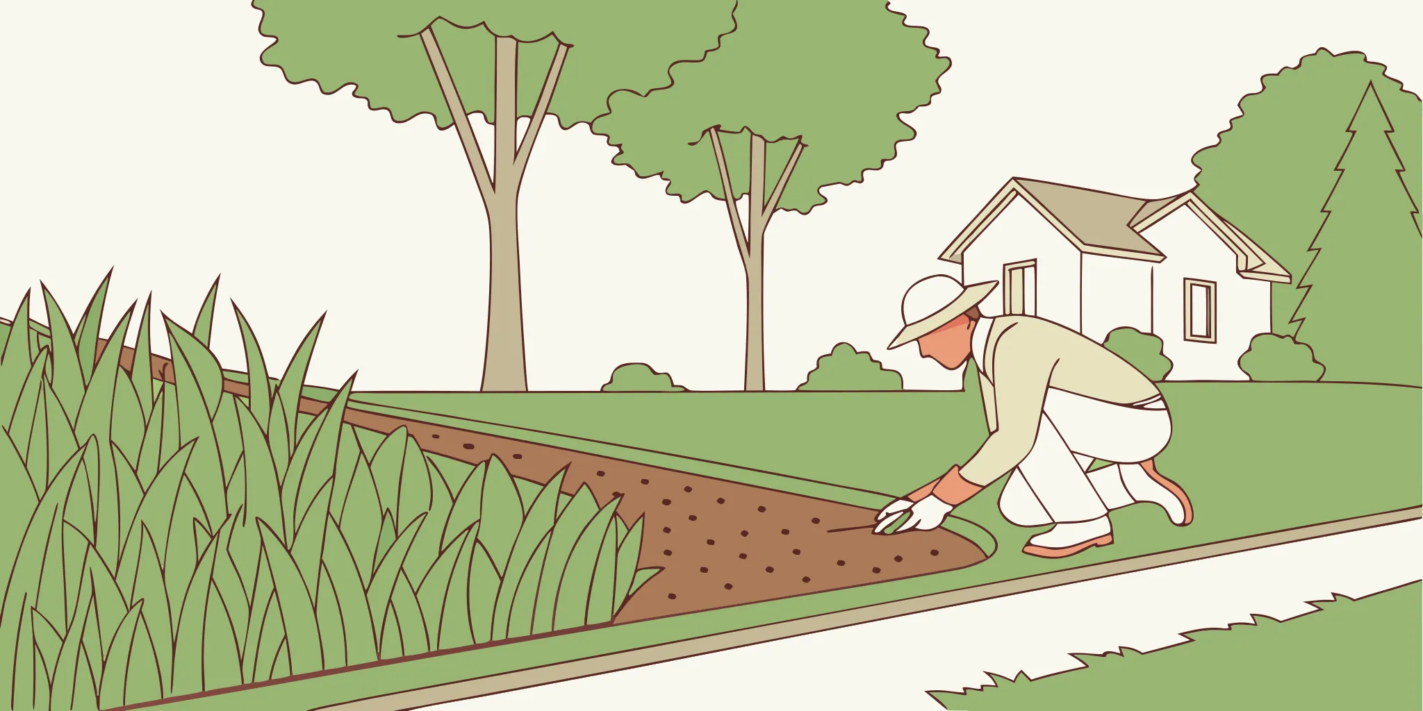 Person setting a mole trap in a garden in Oklahoma City.