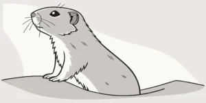 Cartoon gopher in a tunnel, the target of a galvanized steel gopher trap.