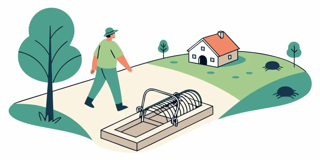 A man with an effective gopher trap, showing what to look for when you buy one for your lawn.