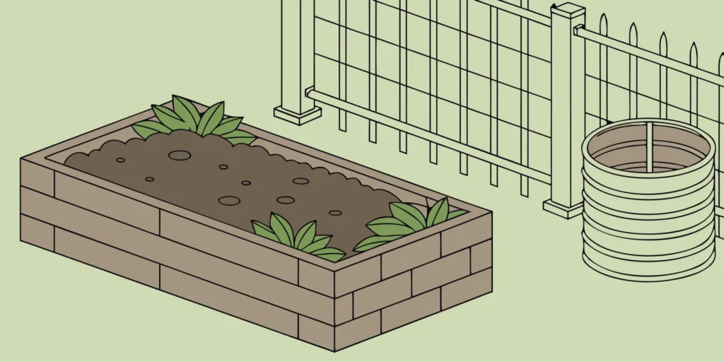 A galvanized steel gopher trap set in the soil of a Portland garden.