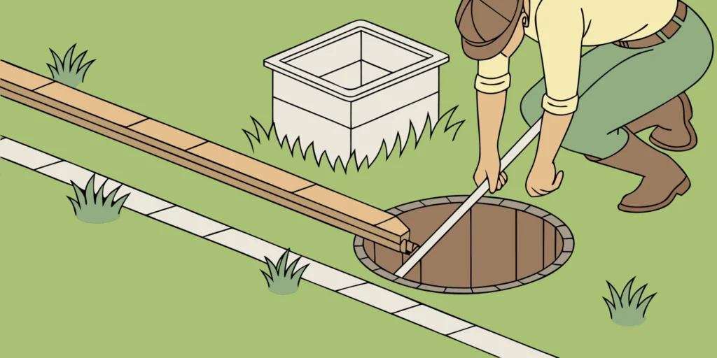 A person setting a galvanized gopher trap in an active gopher tunnel.