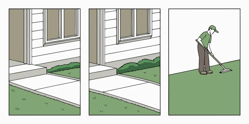 A person setting a professional gopher trap into a gopher tunnel in a lawn.