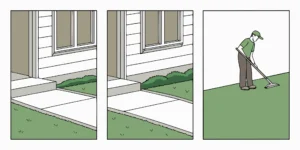 A person setting a professional gopher trap into a gopher tunnel in a lawn.