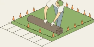 Using cinch mole traps to clear a lawn of moles before laying new sod.