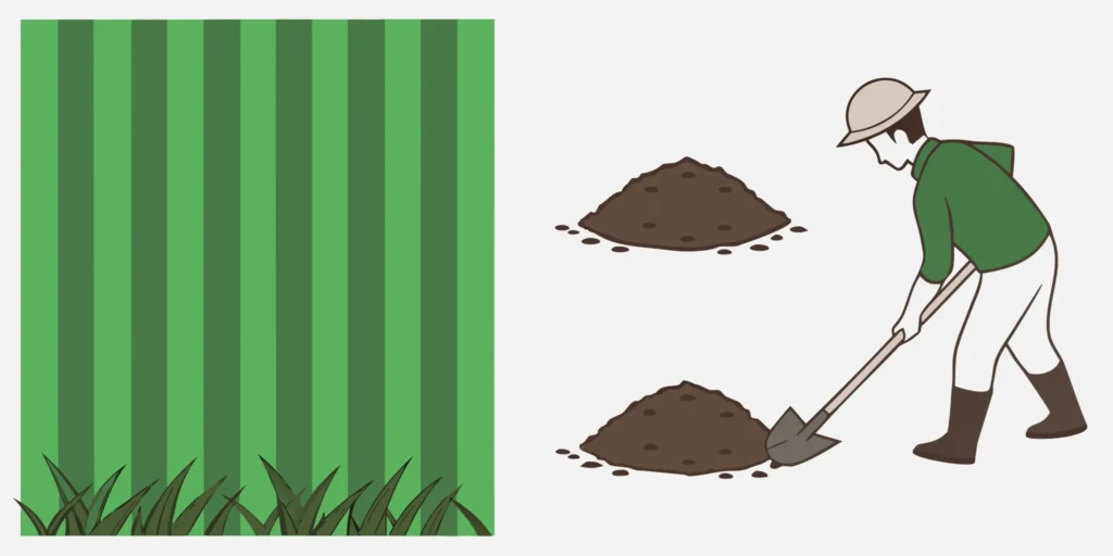 A professional mole trap set in the ground next to a fresh mole hill.