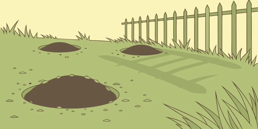 Active mole tunnels in a lawn, an ideal spot to set the best mole trap for tunnels.