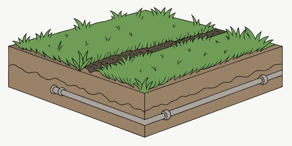 A cross-section view of what a gopher tunnel looks like underground.