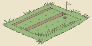 Raised active mole tunnels marked for testing in a lawn