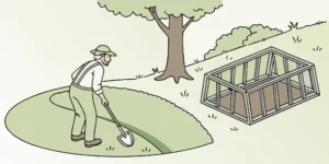 Gardener setting a gopher tunnel trap without bait