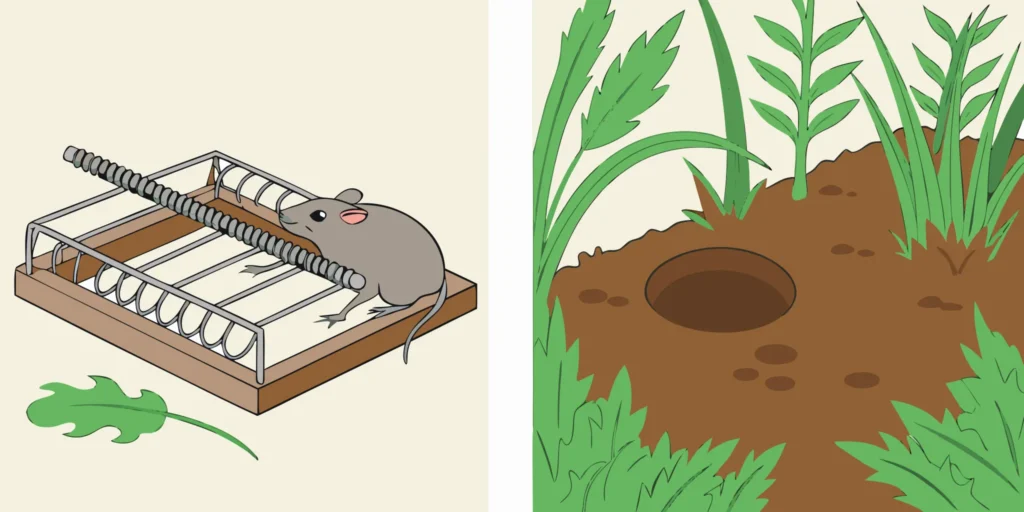 Gopher hawk trap comparison near a fresh soil mound
