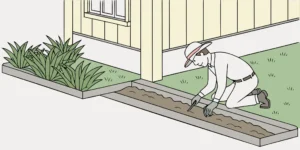 Person in gloves preparing a gopher tunnel for proper trap placement.