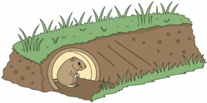 Cutaway illustration showing how deep gopher tunnels are underground