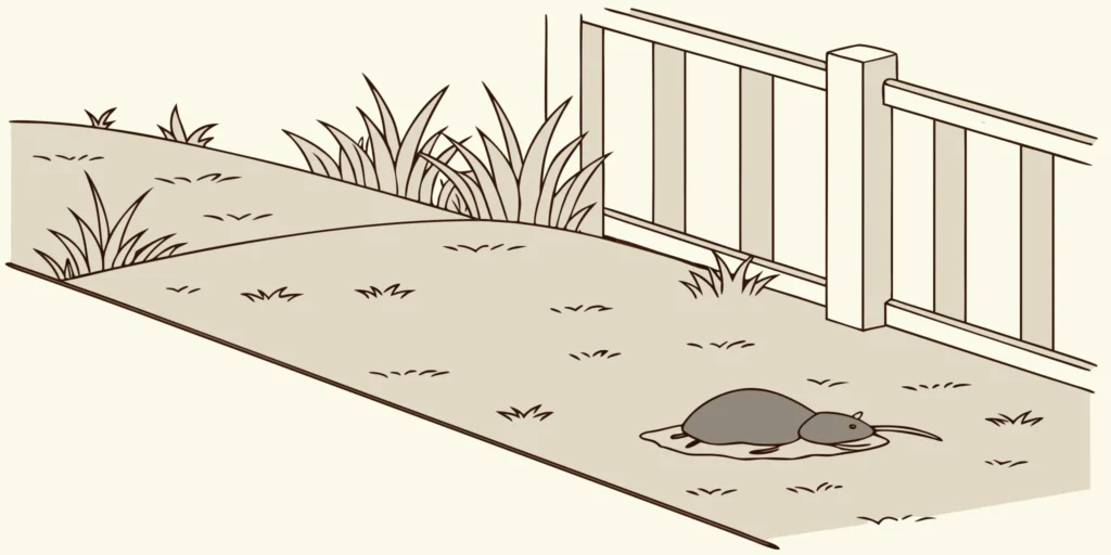 A mole creating a surface tunnel in a yard, a clear sign of where to find active mole tunnels.